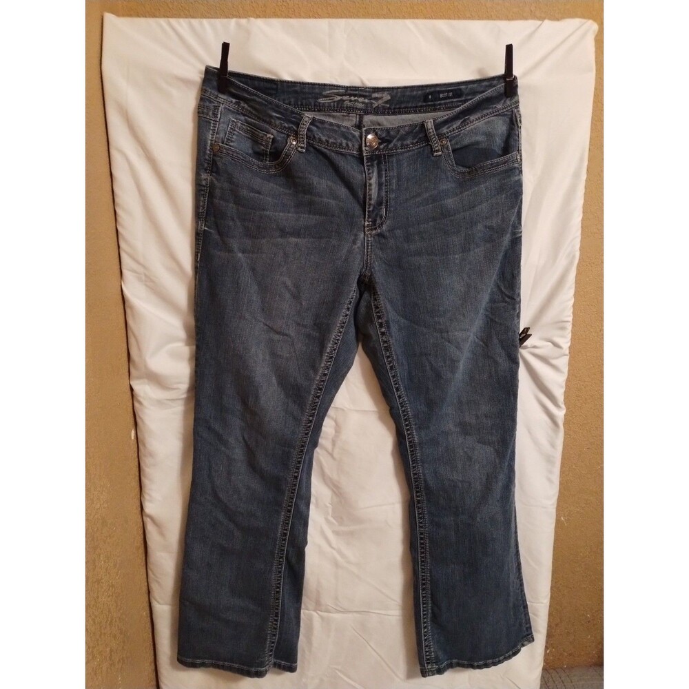 Seven7 Women's Bootcut Jeans Medium Wash Blue Denim Zip Button 5-Pocket Size 18